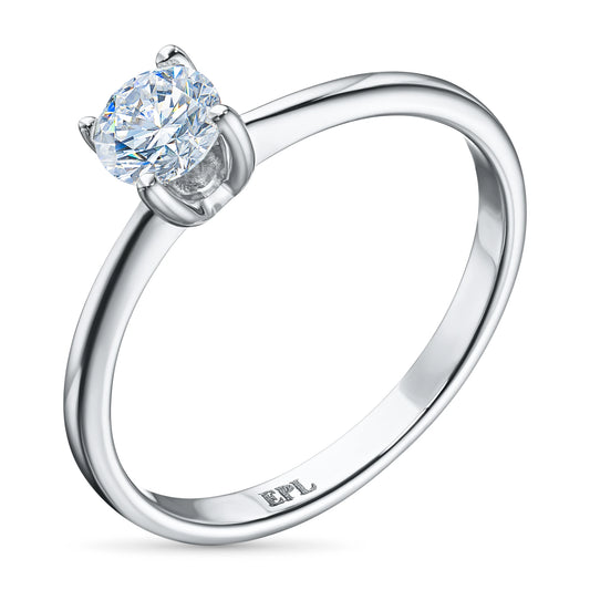 14K White Gold Ring with Lab-Created Diamonds