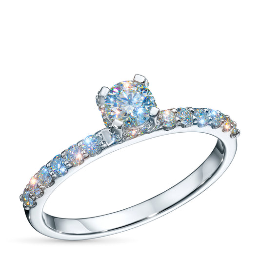 14K White Gold Ring with Lab-Created Diamonds