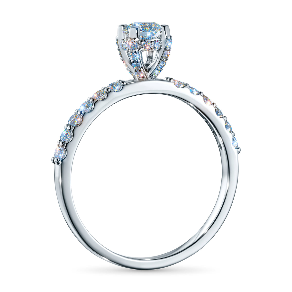 14K White Gold Ring with Lab-Created Diamonds