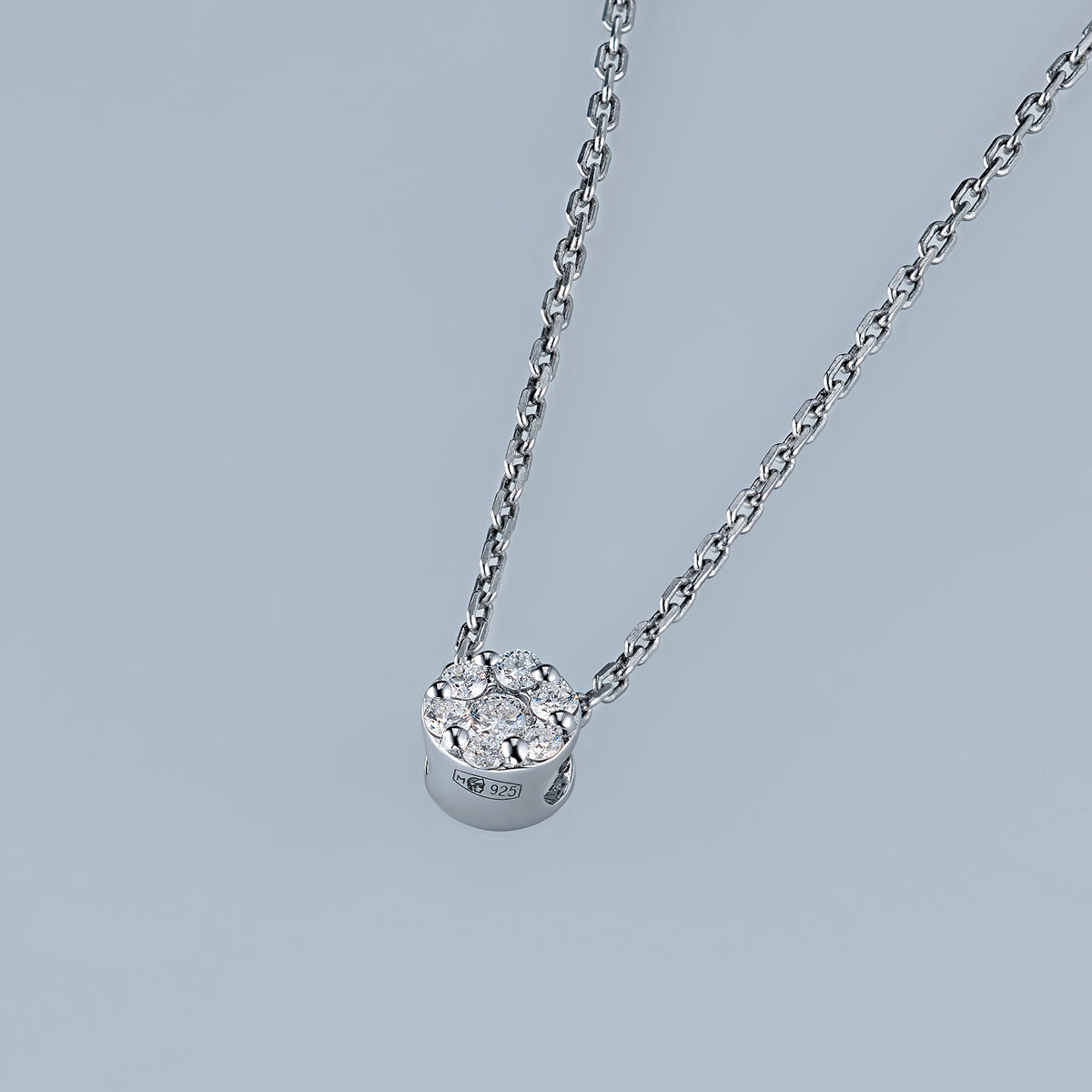 14K White Gold Pendant with Lab-Created Diamonds