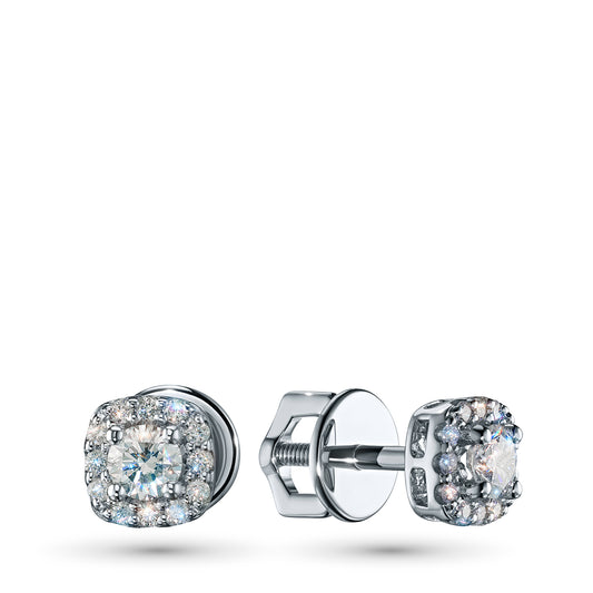 14K White Gold Earring Studs with Lab-Created Diamonds