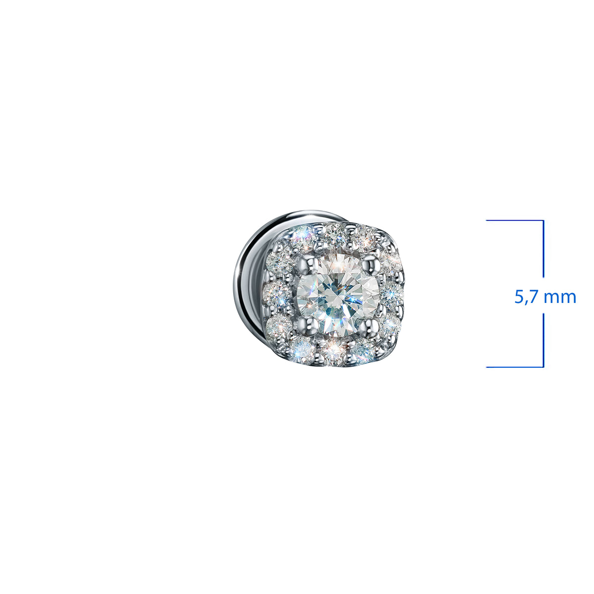 14K White Gold Earring Studs with Lab-Created Diamonds