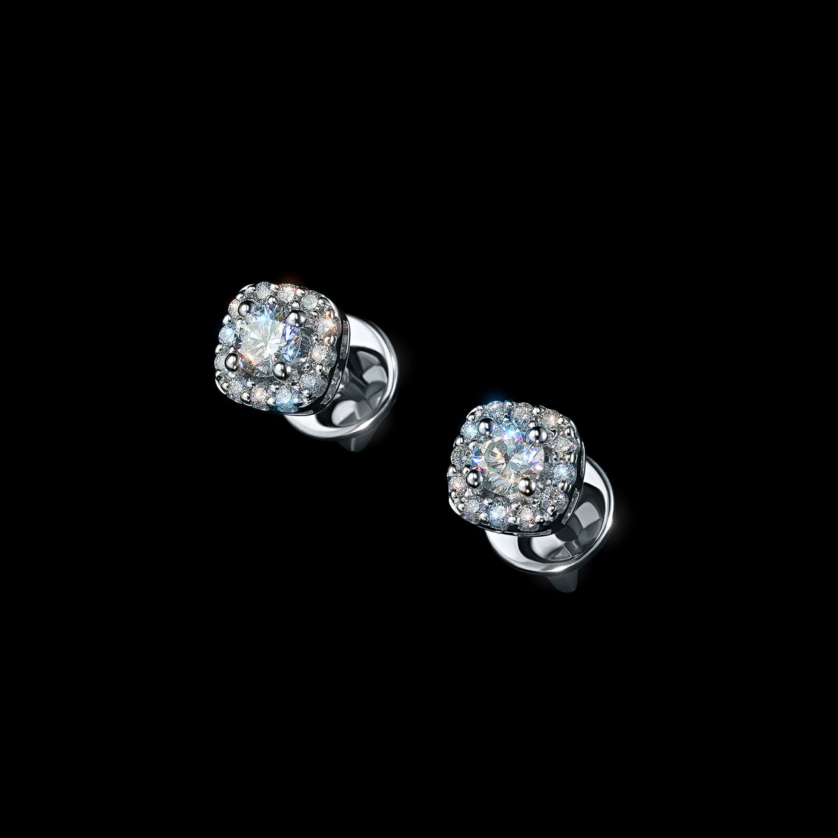 14K White Gold Earring Studs with Lab-Created Diamonds