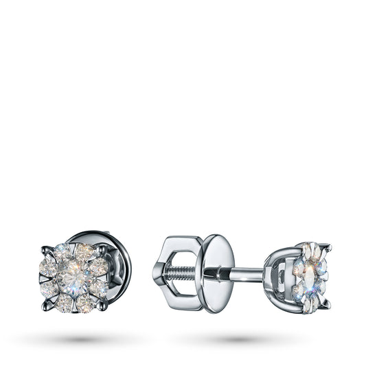 14K White Gold Earring Studs with Lab-Created Diamonds