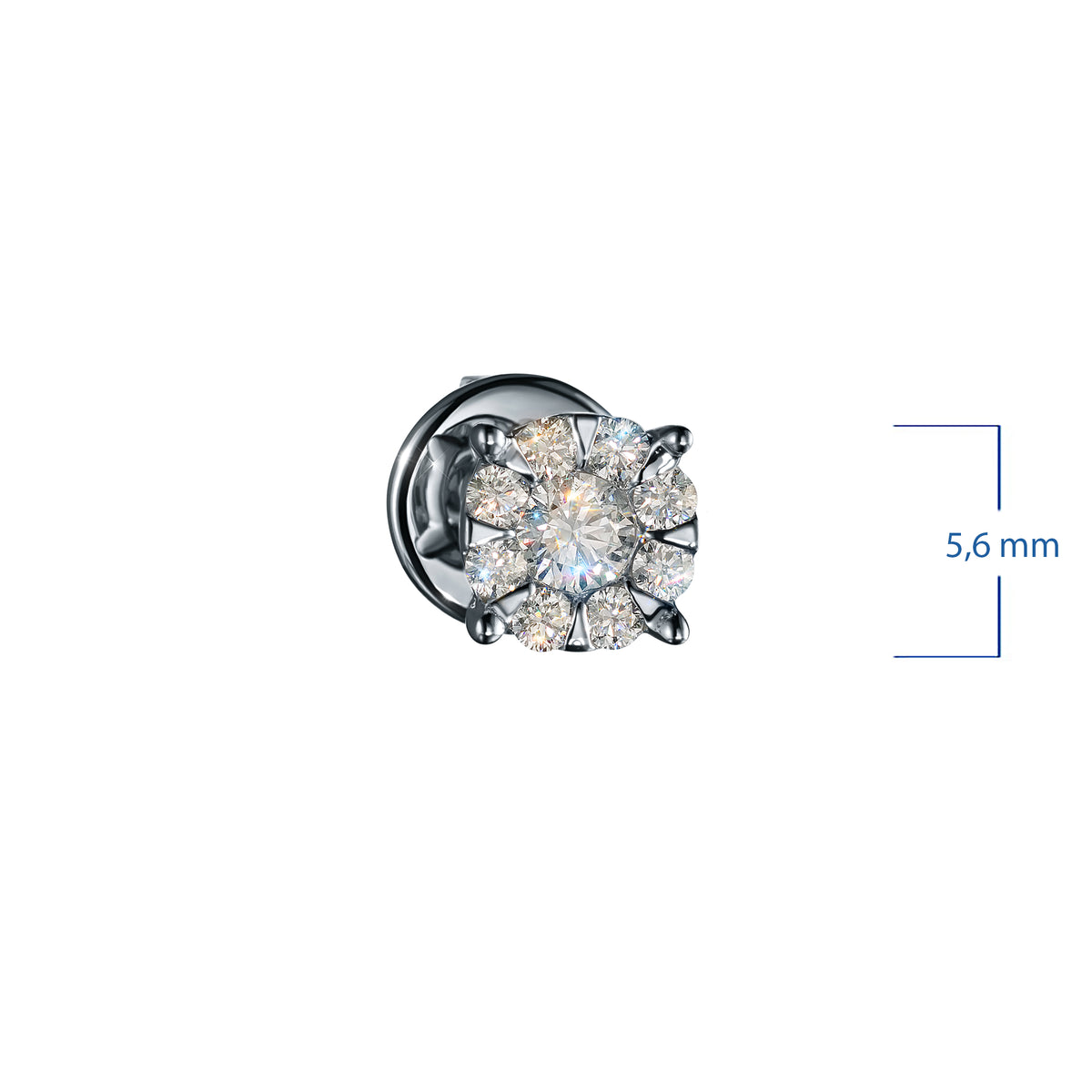 14K White Gold Earring Studs with Lab-Created Diamonds