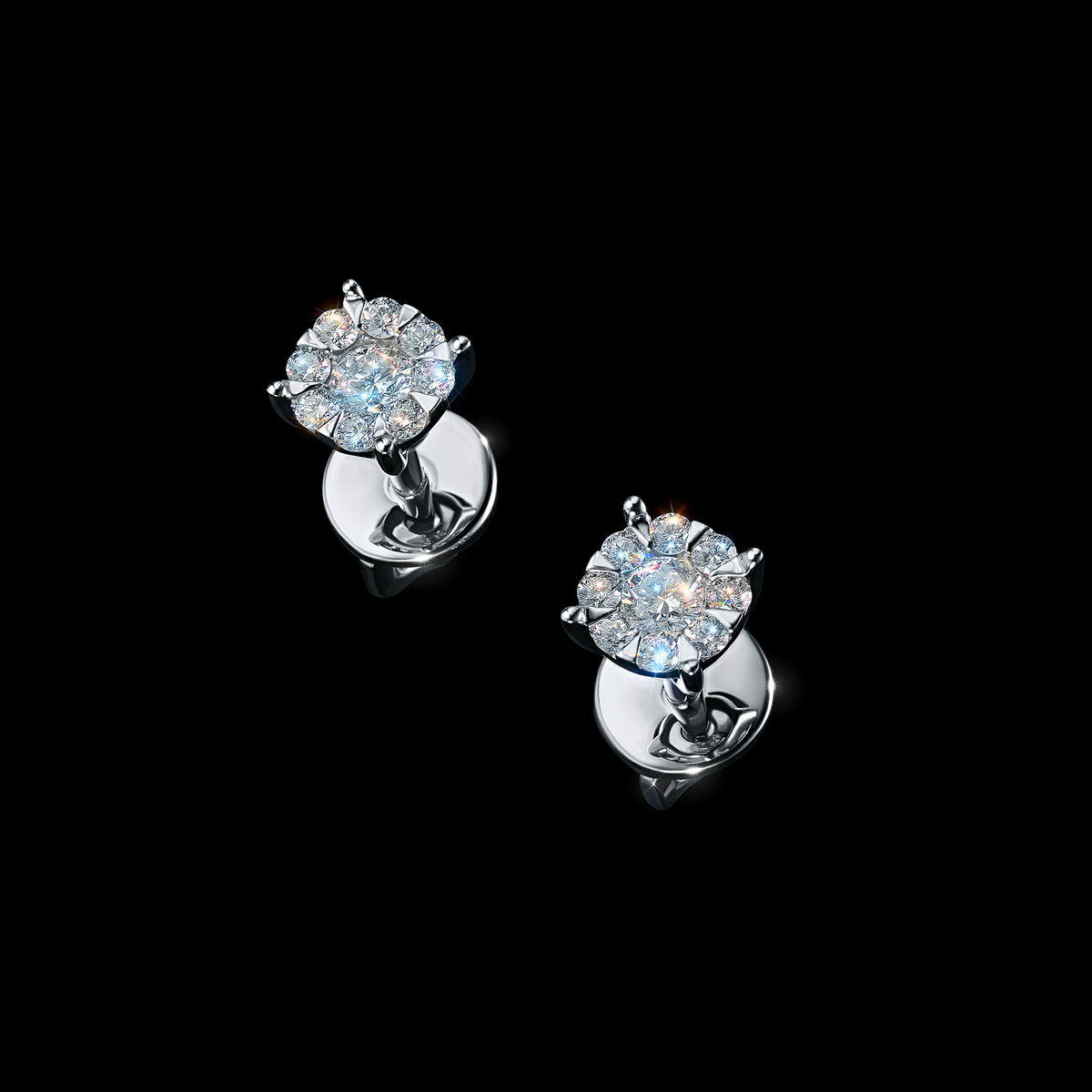 14K White Gold Earring Studs with Lab-Created Diamonds