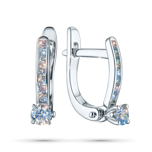 14K White Gold Earrings with Lab-Created Diamonds
