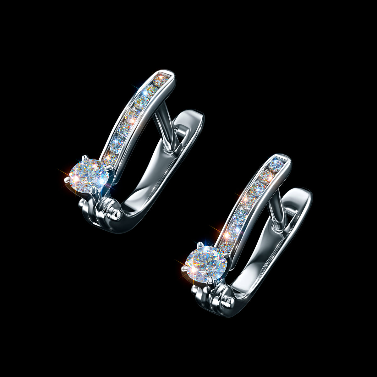 14K White Gold Earrings with Lab-Created Diamonds