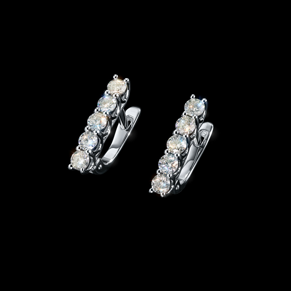 14K White Gold Earrings with Lab-Created Diamonds