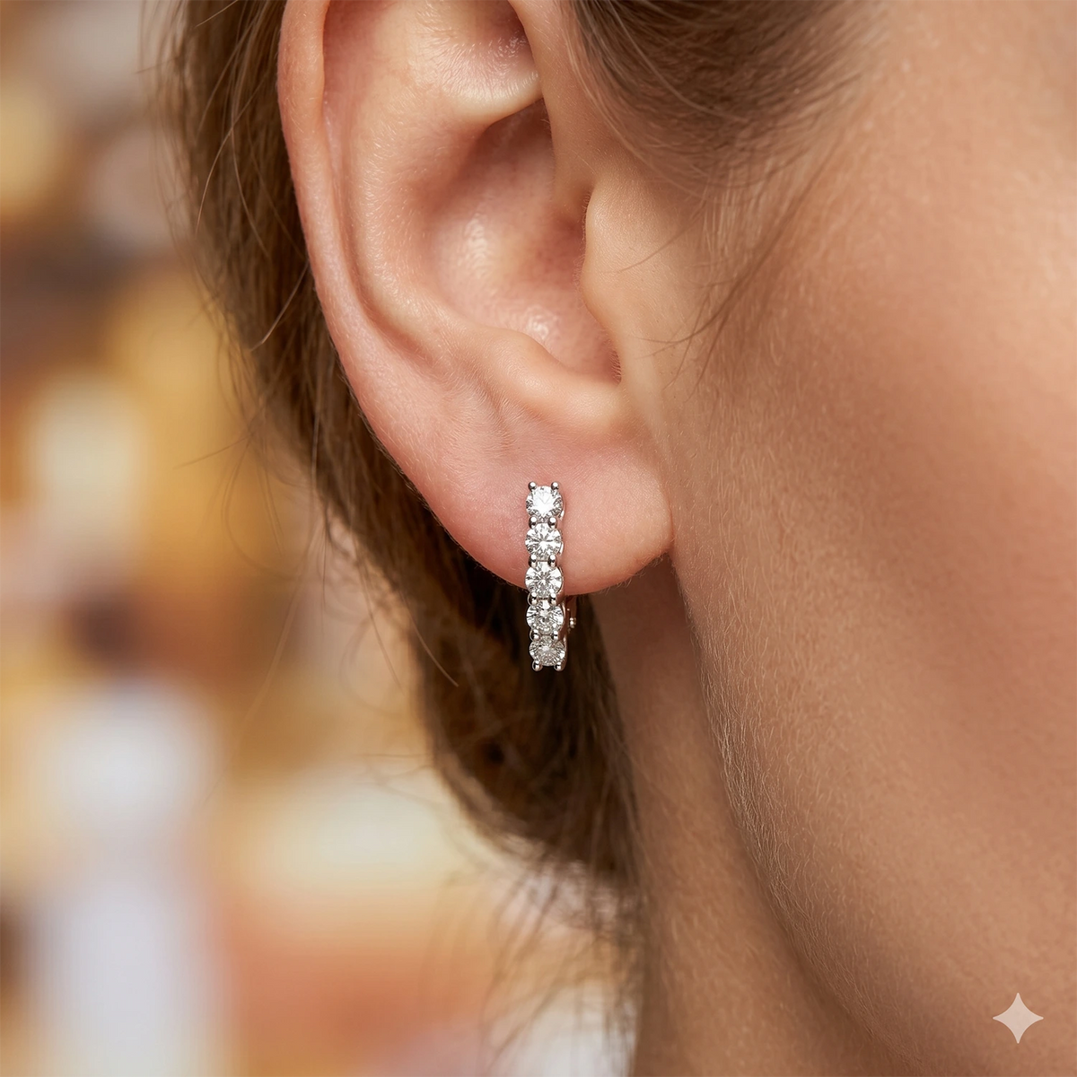 14K White Gold Earrings with Lab-Created Diamonds