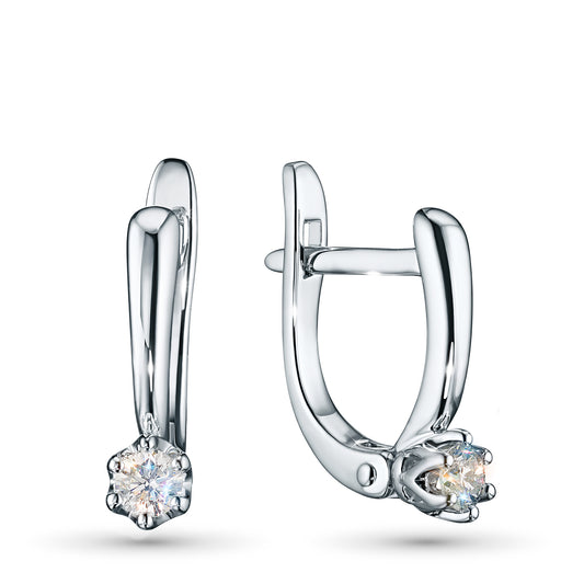 14K White Gold Earrings with Lab-Created Diamonds