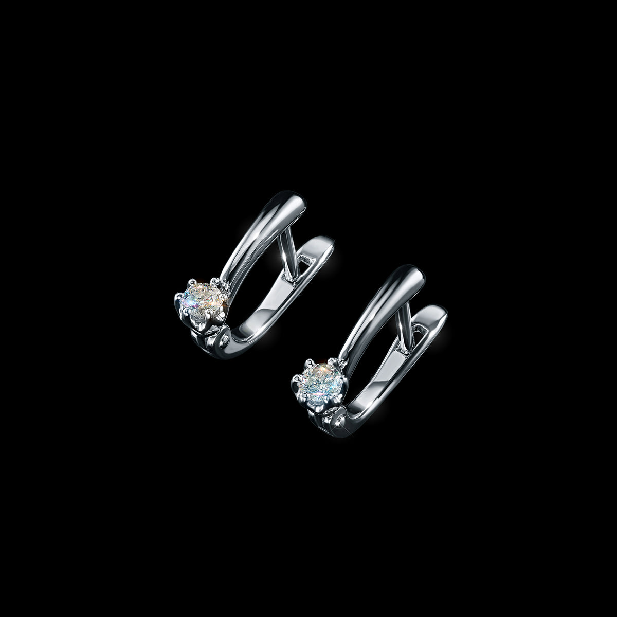 14K White Gold Earrings with Lab-Created Diamonds