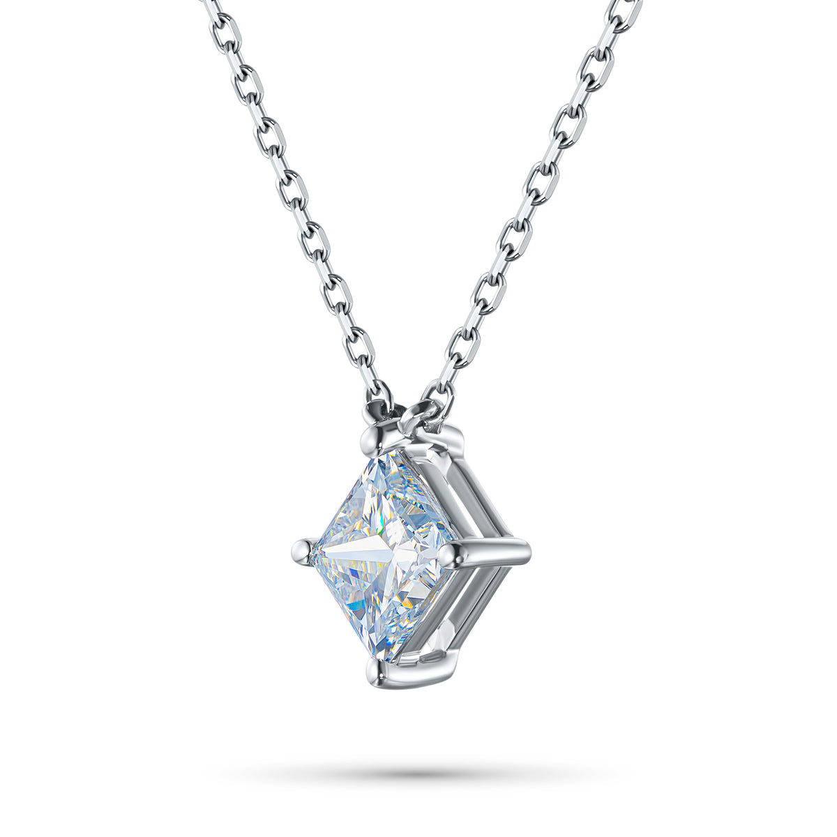 14K White Gold Necklace with Lab-Created Diamonds