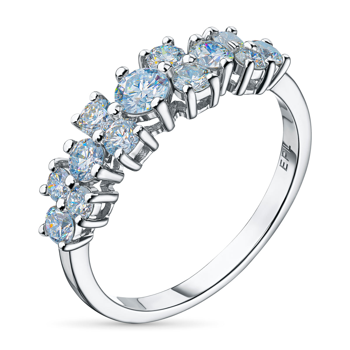 14K White Gold Ring with Lab-Created Diamonds