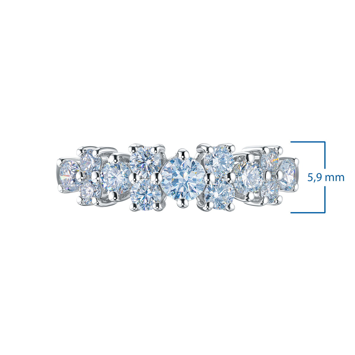 14K White Gold Ring with Lab-Created Diamonds