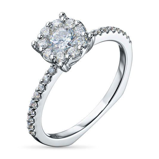 14K White Gold Ring with Lab-Created Diamonds