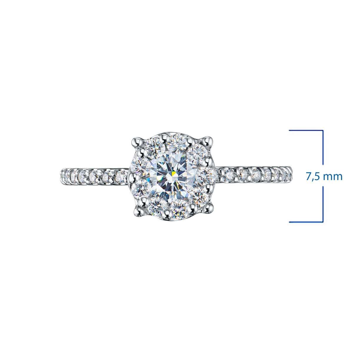 14K White Gold Ring with Lab-Created Diamonds