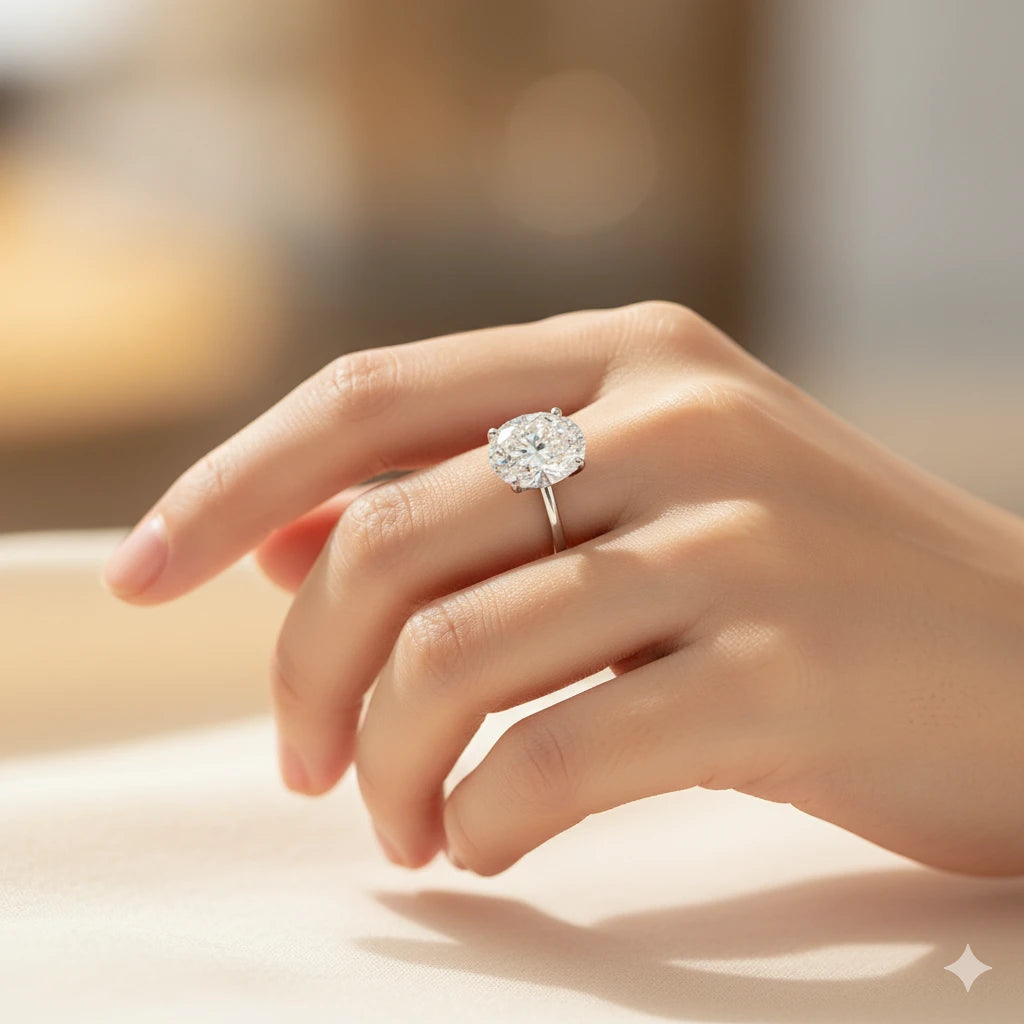 14K White Gold Ring with Lab-Created Diamonds
