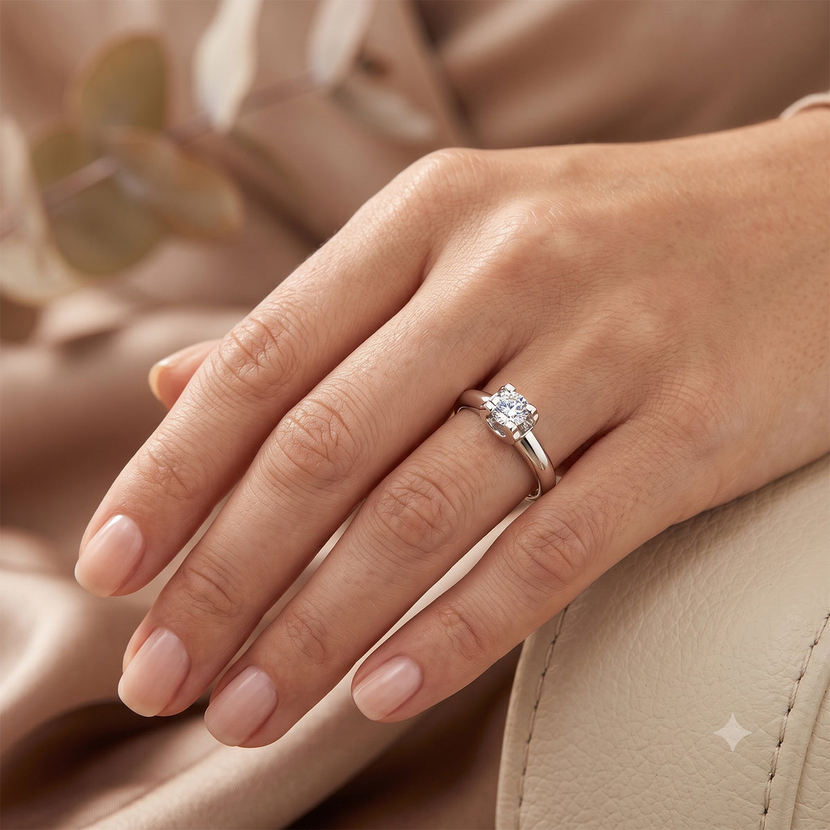 Sterling Silver Ring with Lab-Created Diamonds