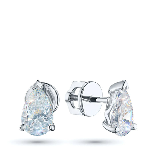 14K White Gold Earring Studs with Lab-Created Diamonds