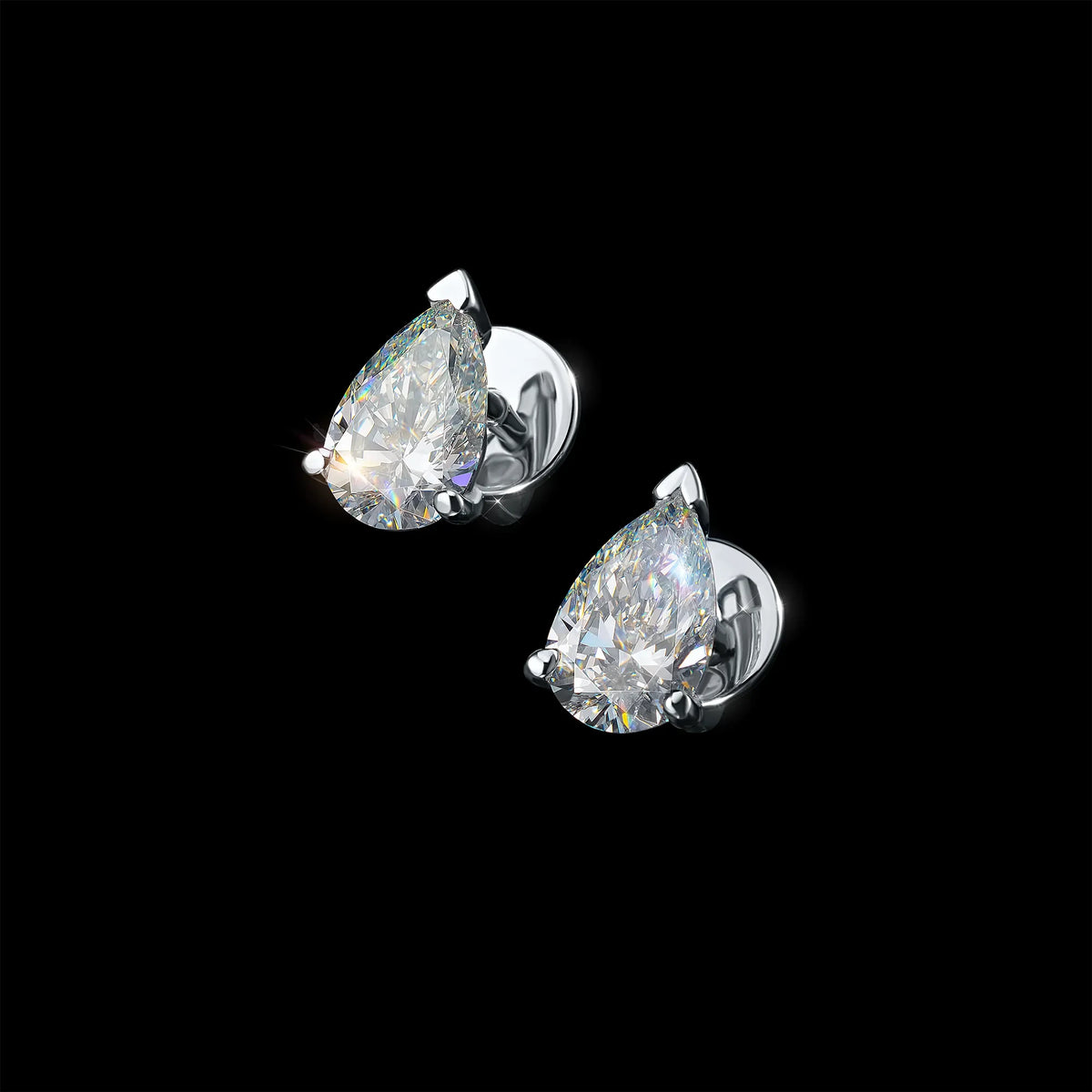 14K White Gold Earring Studs with Lab-Created Diamonds