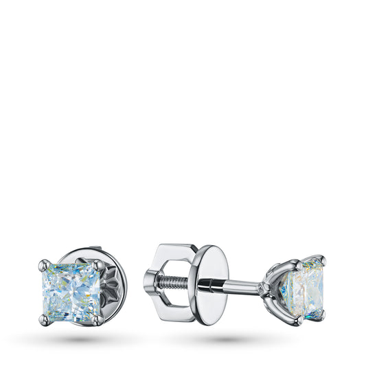 14K White Gold Earring Studs with Lab-Created Diamonds