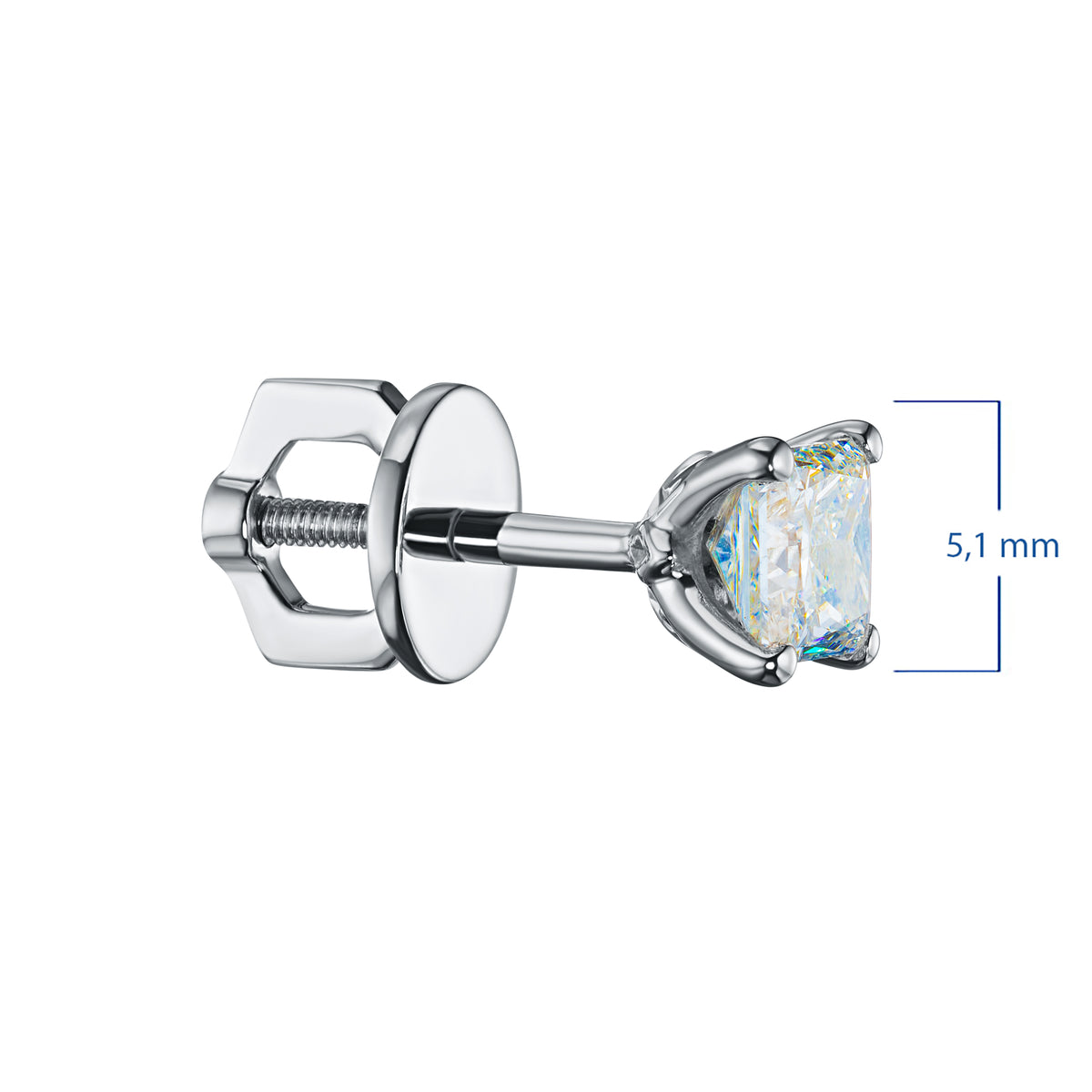 14K White Gold Earring Studs with Lab-Created Diamonds