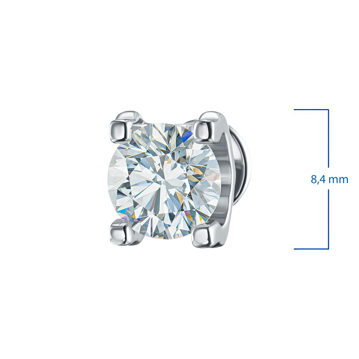 14K White Gold Earring Studs with Lab-Created Diamonds