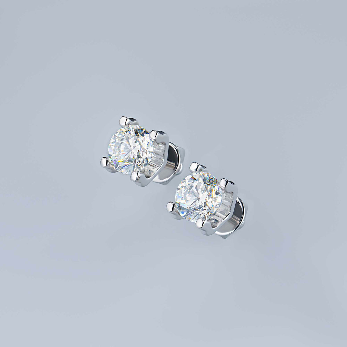 14K White Gold Earring Studs with Lab-Created Diamonds