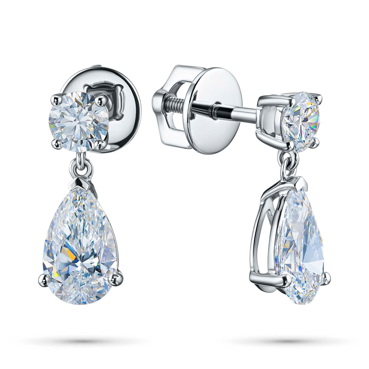 14K White Gold Earring Studs with Lab-Created Diamonds