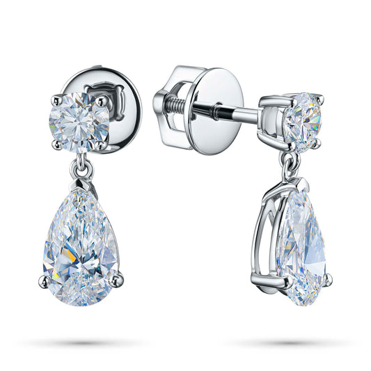 14K White Gold Earring Studs with Lab-Created Diamonds