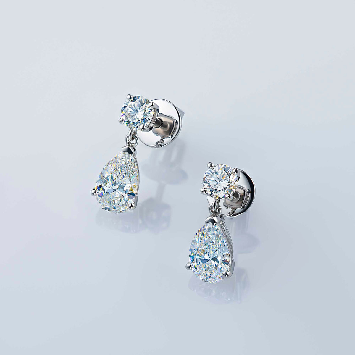 14K White Gold Earring Studs with Lab-Created Diamonds