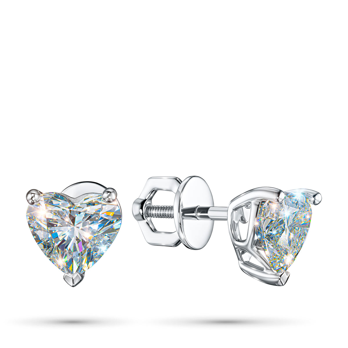 14K White Gold Earring Studs with Lab-Created Diamonds
