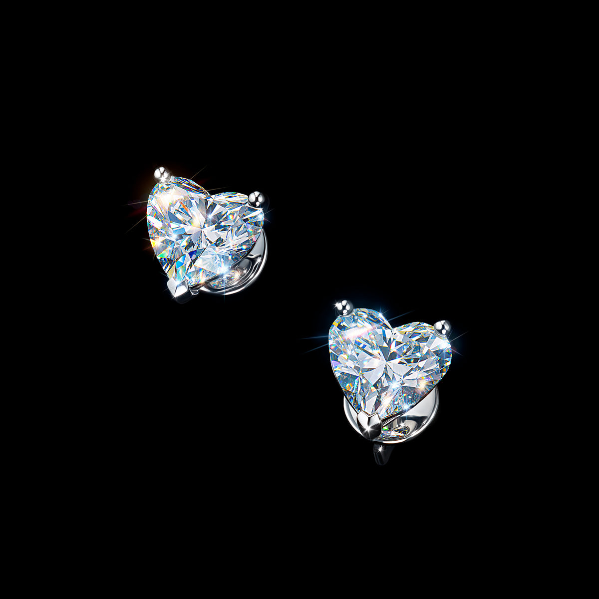 14K White Gold Earring Studs with Lab-Created Diamonds