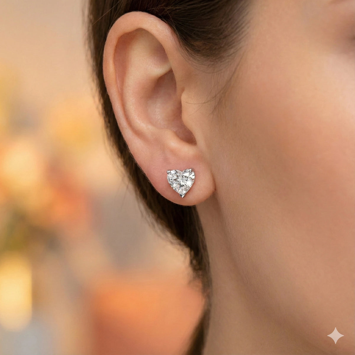 14K White Gold Earring Studs with Lab-Created Diamonds