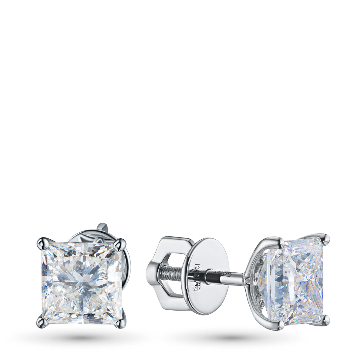 14K White Gold Earring Studs with Lab-Created Diamonds