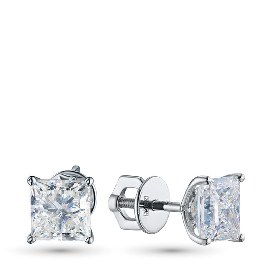 14K White Gold Earring Studs with Lab-Created Diamonds