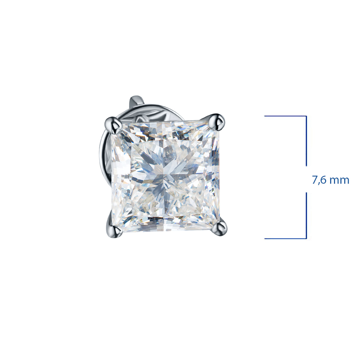 14K White Gold Earring Studs with Lab-Created Diamonds