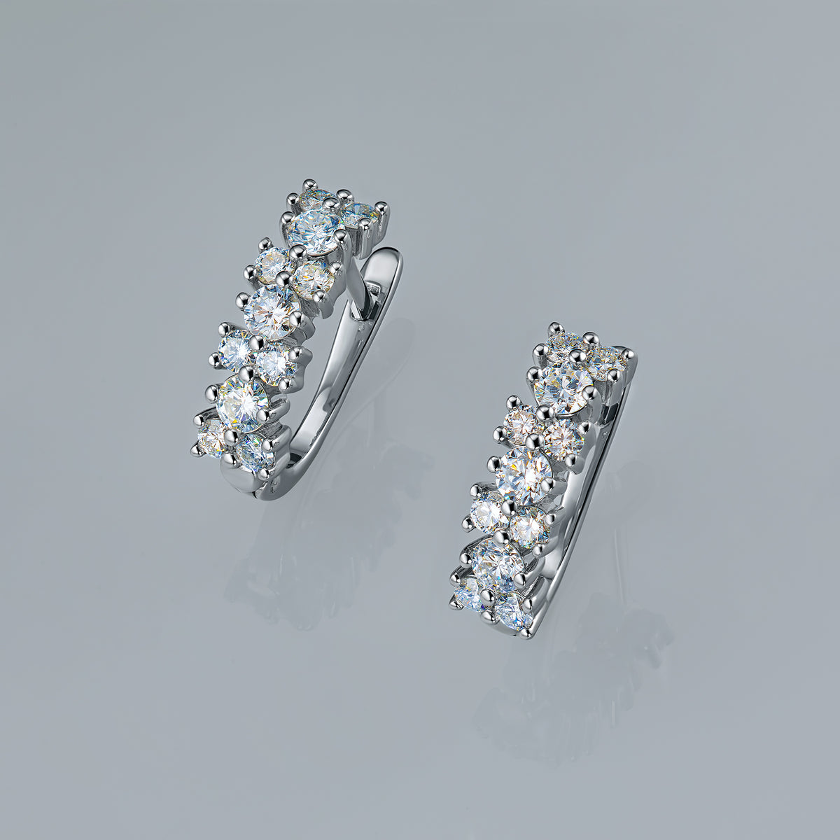 14K White Gold Earrings with Lab-Created Diamonds