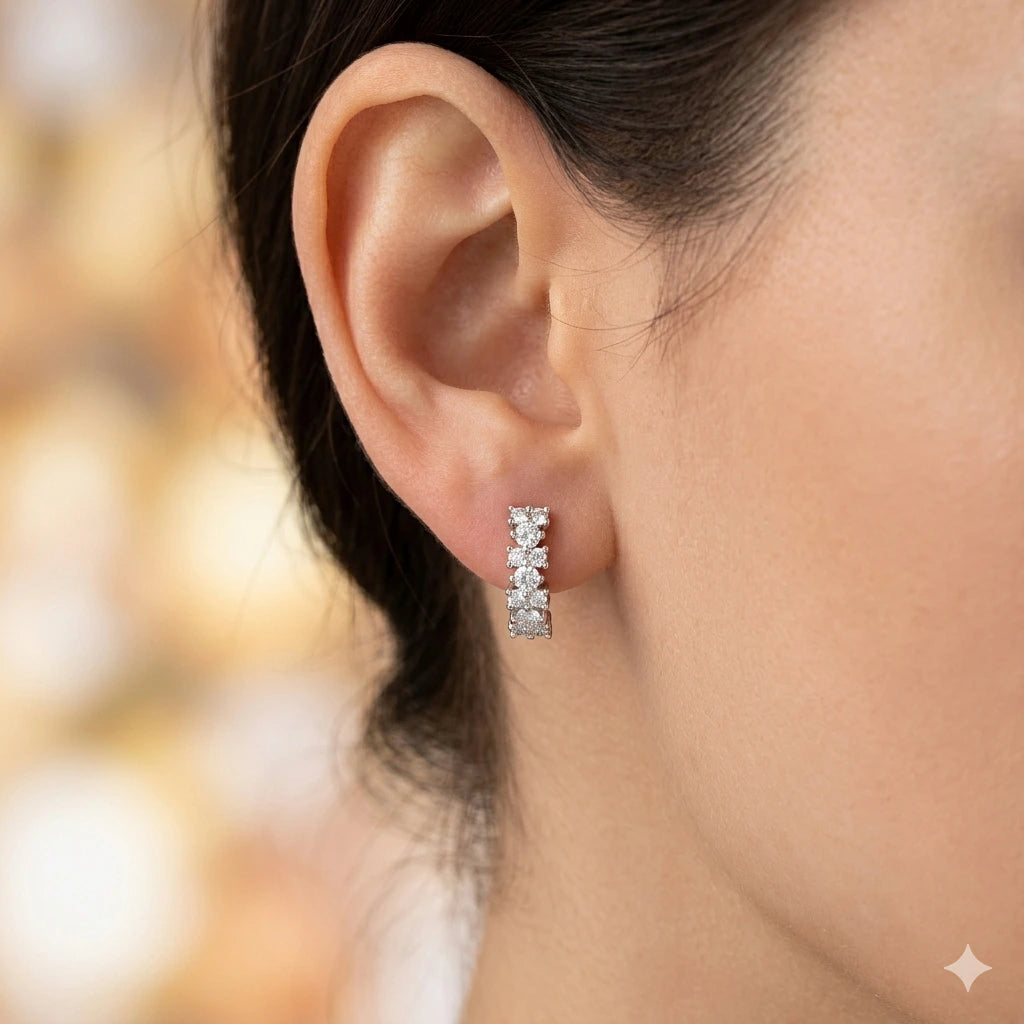14K White Gold Earrings with Lab-Created Diamonds