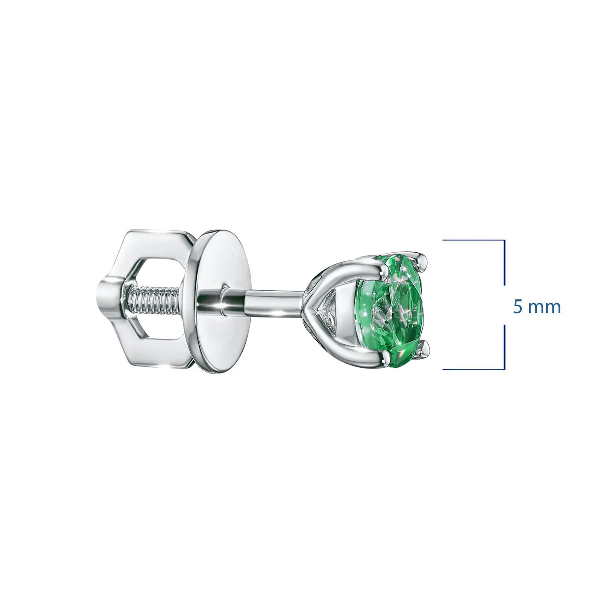 14K White Gold Earring Studs with Lab-Created Emerald