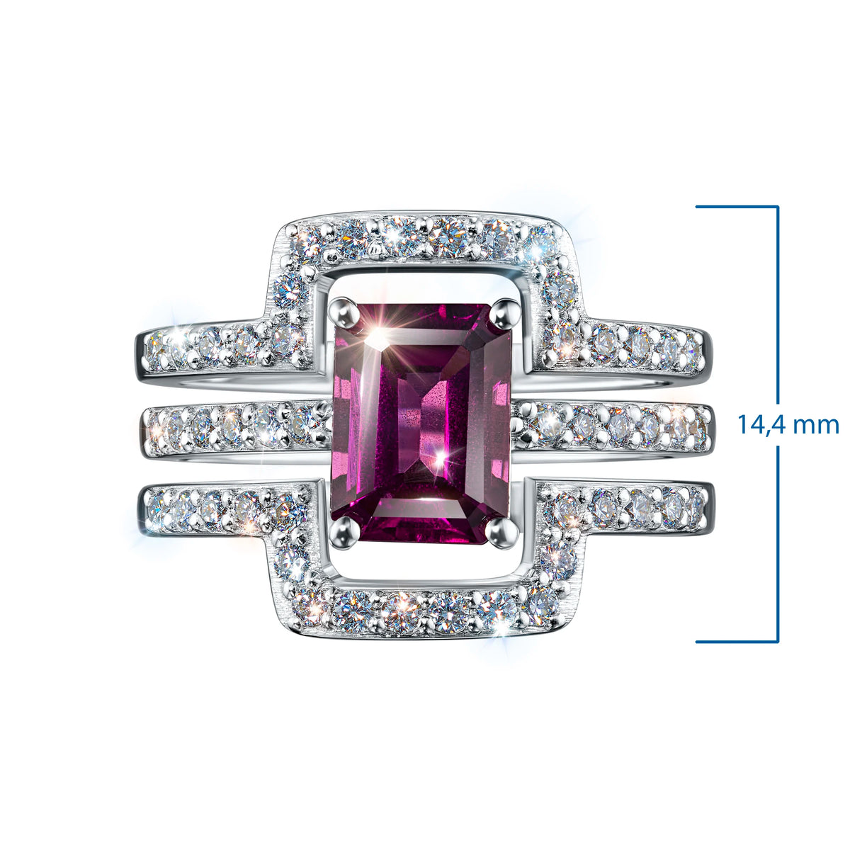 14K Yellow Gold Ring with Garnet and Lab-Created Diamonds